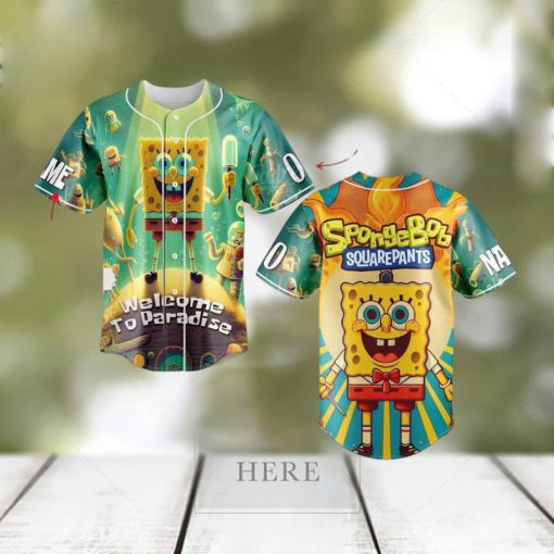 Custom Name And Number Spongebob Squarepants Cartoon Baseball Jersey