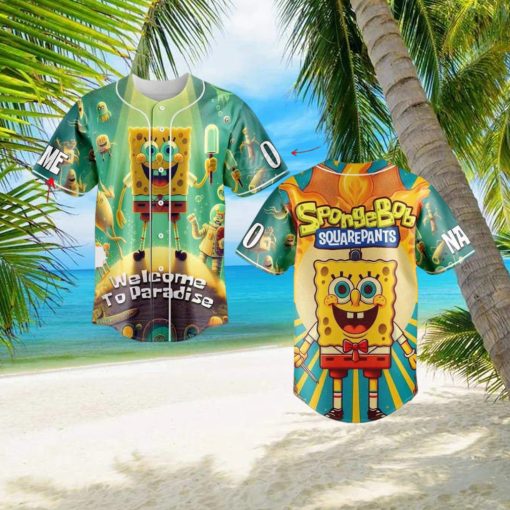 Custom Name And Number Spongebob Squarepants Cartoon Baseball Jersey