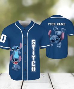 Custom Name And Number Stitch Blue Funny Stitch & Lilo Animated Baseball Jersey Shirt