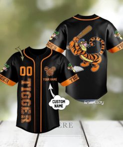 Custom Name And Number Tigger Cartoon Baseball Jersey Shirt