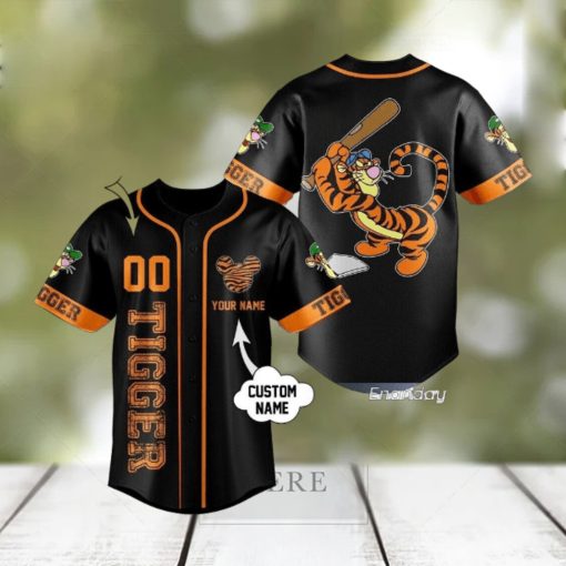 Custom Name And Number Tigger Cartoon Baseball Jersey Shirt