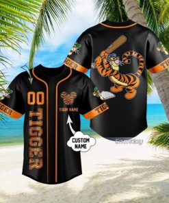 Custom Name And Number Tigger Cartoon Baseball Jersey Shirt