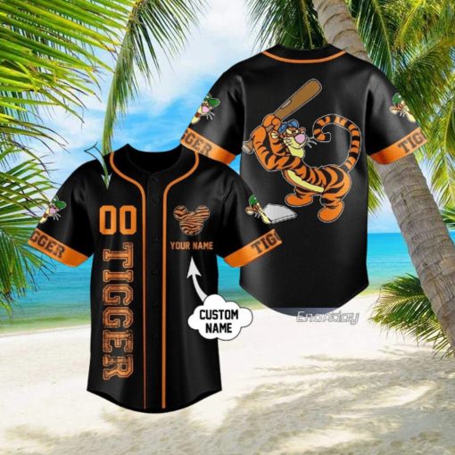 Custom Name And Number Tigger Cartoon Baseball Jersey Shirt