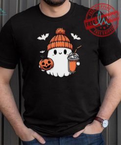 Cute Halloween Ghost with Pumpkin and Coffee shirt