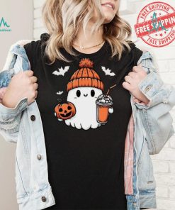 Cute Halloween Ghost with Pumpkin and Coffee shirt
