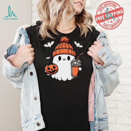 Cute Halloween Ghost with Pumpkin and Coffee shirt