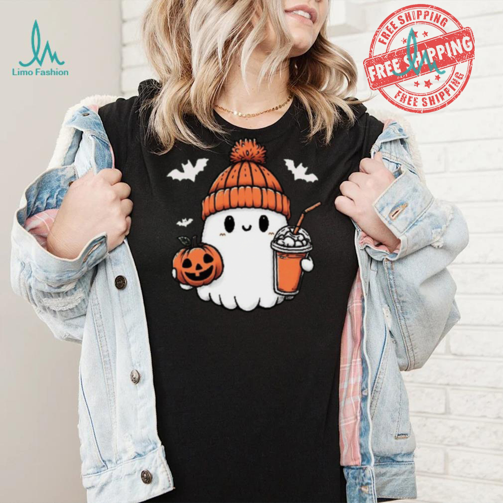 Cute Halloween Ghost with Pumpkin and Coffee shirt Cute Halloween Ghost with Pumpkin and Coffee shirt
