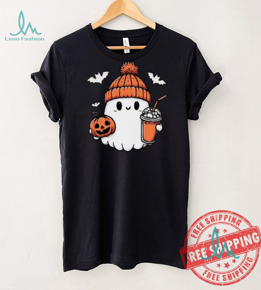 Cute Halloween Ghost with Pumpkin and Coffee shirt Cute Halloween Ghost with Pumpkin and Coffee shirt