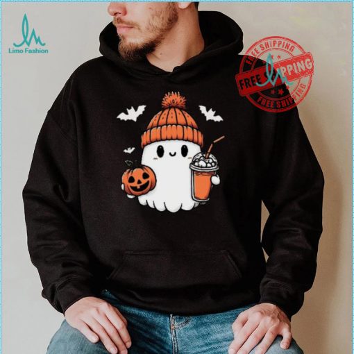 Cute Halloween Ghost with Pumpkin and Coffee shirt