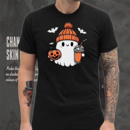 Cute Halloween Ghost with Pumpkin and Coffee shirt