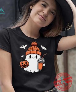 Cute Halloween Ghost with Pumpkin and Coffee shirt