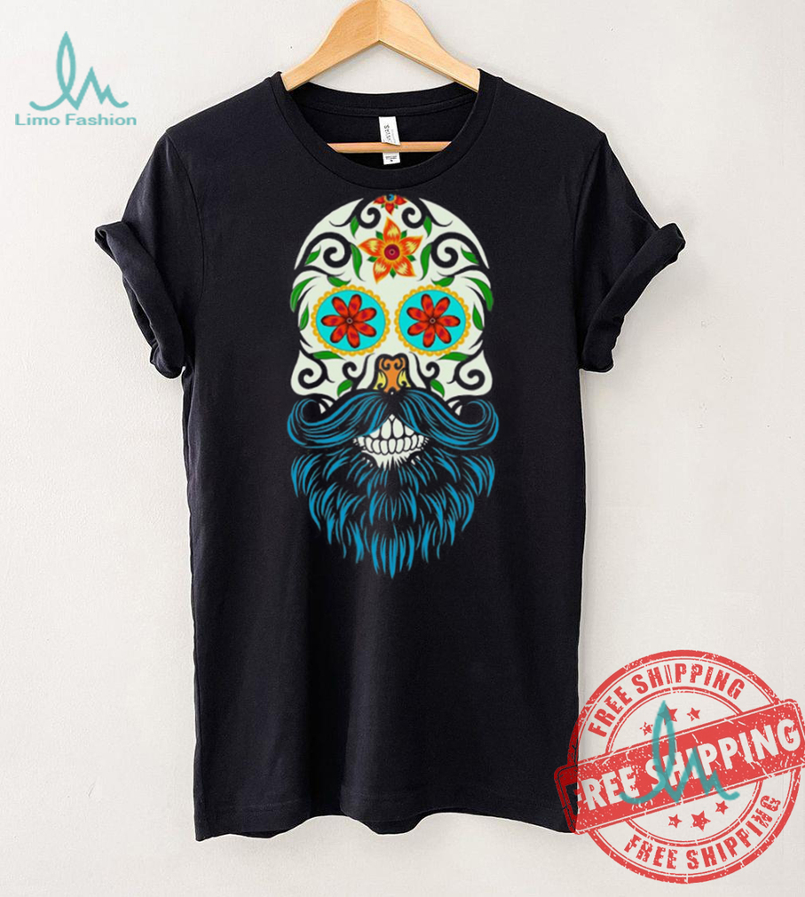 Day of the Dead Sugar Skull Beard T shirt CL Day of the Dead Sugar Skull Beard T shirt CL