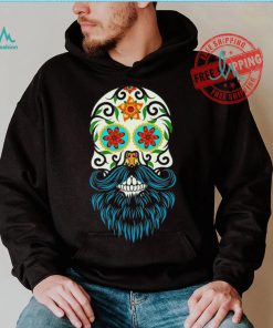 Day of the Dead Sugar Skull Beard T shirt CL