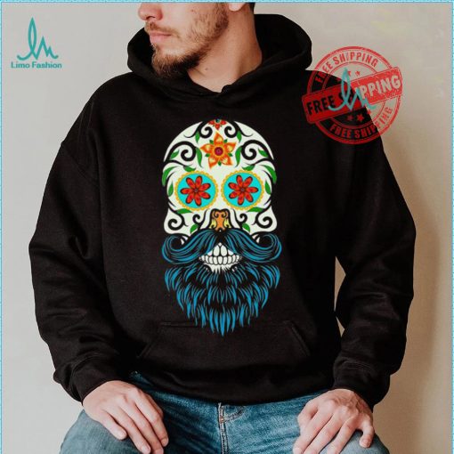 Day of the Dead Sugar Skull Beard T shirt CL