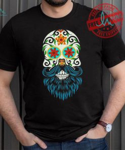 Day of the Dead Sugar Skull Beard T shirt CL