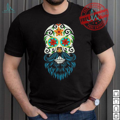 Day of the Dead Sugar Skull Beard T shirt CL