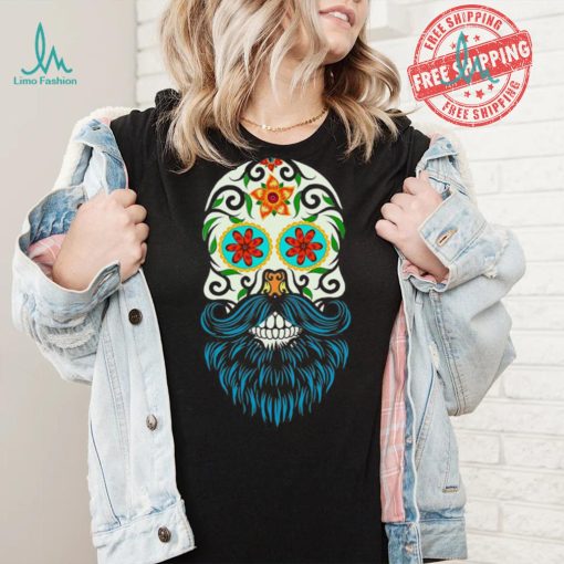 Day of the Dead Sugar Skull Beard T shirt CL
