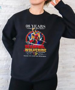 Deadpool and Wolverine signature 08 years 2016 2024 thank you for the memories shirt