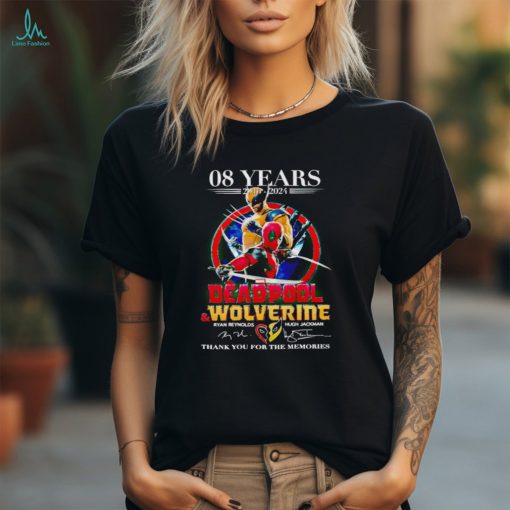 Deadpool and Wolverine signature 08 years 2016 2024 thank you for the memories shirt