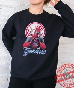 Deadpool heart hand New York Yankees shirt