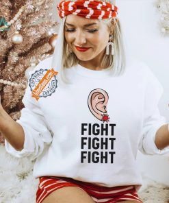 Design Trump Head Cartoon Bloody Ear 2024 Vote Survivor Fight Fight Shirt