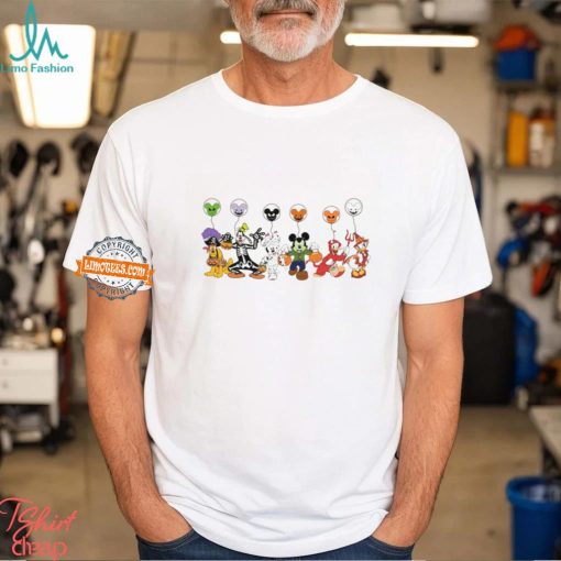 Disney Halloween Shirt, Halloween Matching Shirt, Disney Mickey and Friends Characters Halloween Balloons Tee, Disney Halloween Skeleton Tee