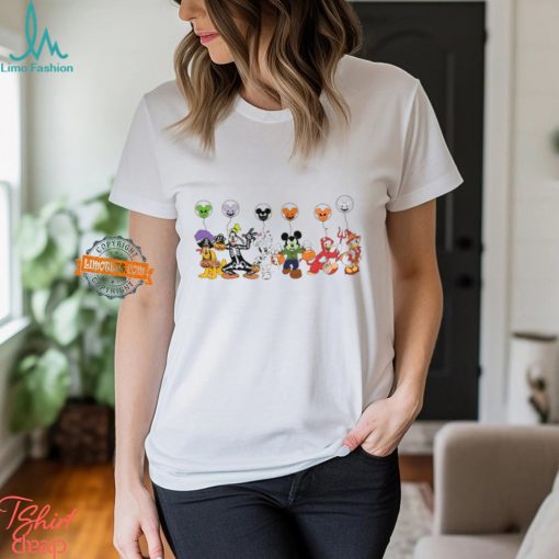 Disney Halloween Shirt, Halloween Matching Shirt, Disney Mickey and Friends Characters Halloween Balloons Tee, Disney Halloween Skeleton Tee