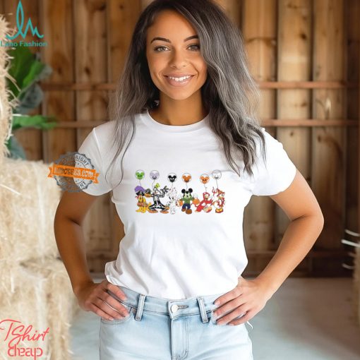 Disney Halloween Shirt, Halloween Matching Shirt, Disney Mickey and Friends Characters Halloween Balloons Tee, Disney Halloween Skeleton Tee