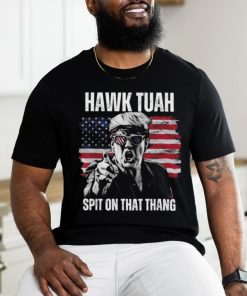 Donald Trump Hawk Tuah Spit On That Thang American Flag T shirt