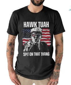 Donald Trump Hawk Tuah Spit On That Thang American Flag T shirt