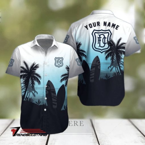 Dundee FC Palm Tree Surfboard Personalized Name Button Shirt