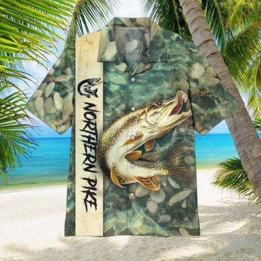 Fishing Aloha Shirt Fishing Shirt For Men Northern Pike Fishing Hawaiian Shirt