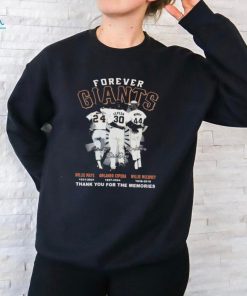 Forever Giants Willie Mays, Orlando Cepeda And Willie Mccovey Thank You For The Memories Signatures Shirt