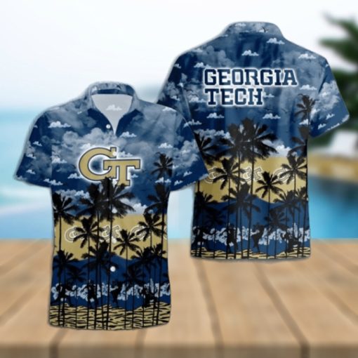 Georgia Tech Yellow Jackets Palms Tree Hawaiian Shirt