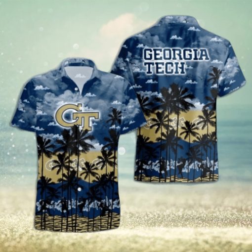 Georgia Tech Yellow Jackets Palms Tree Hawaiian Shirt