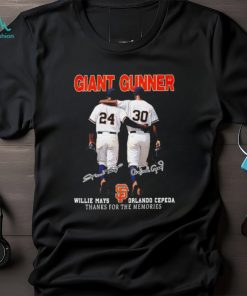 Giant Gunner Willie Mays and Orlando Cepeda signature thanks for the memories T Shirt