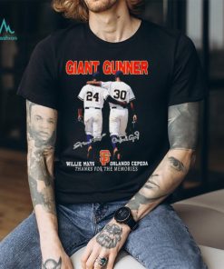 Giant Gunner Willie Mays and Orlando Cepeda signature thanks for the memories T Shirt