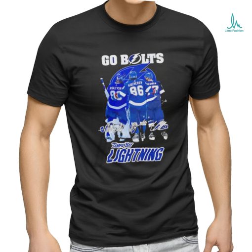 Go Bolts Tampa Bay Lightning ice hockey player signatures shirt