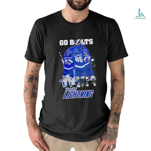 Go Bolts Tampa Bay Lightning ice hockey player signatures shirt