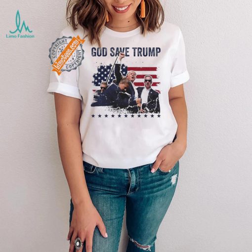 God Save Trump 2024 Fist Rally Trump Rally 2024 Trump Shooting Shirt