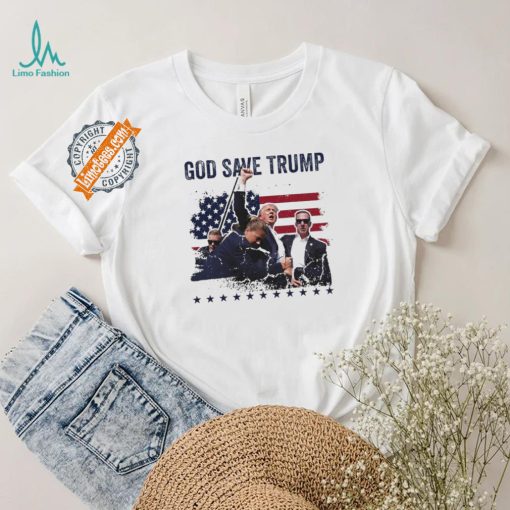 God Save Trump 2024 Fist Rally Trump Rally 2024 Trump Shooting Shirt