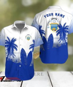 Greenock Morton FC Palm Tree Surfboard Personalized Name Button Shirt