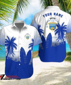 Greenock Morton FC Palm Tree Surfboard Personalized Name Button Shirt