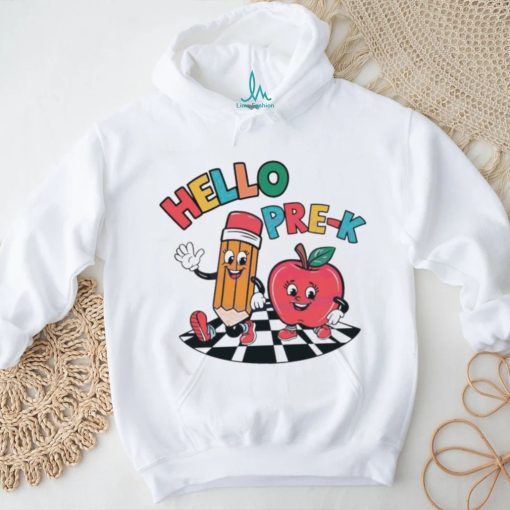 Hello PreK Preschool Pencil And Apple Friends Shirt
