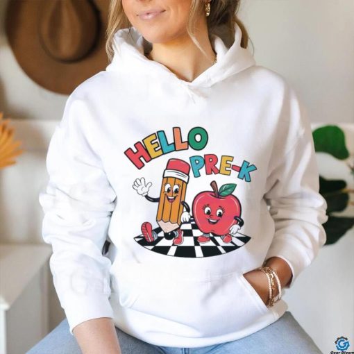 Hello PreK Preschool Pencil And Apple Friends Shirt