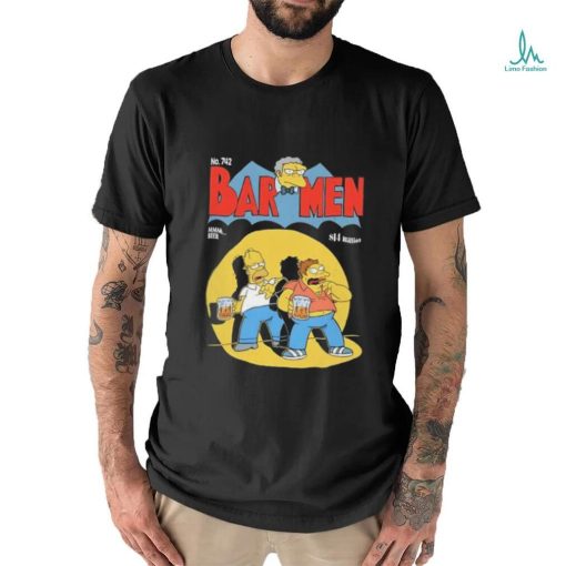 Homer Barney and Moe in the style of of a vintage Batman comic cover shirt
