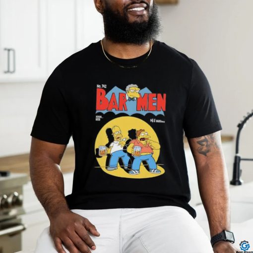 Homer Barney and Moe in the style of of a vintage Batman comic cover shirt