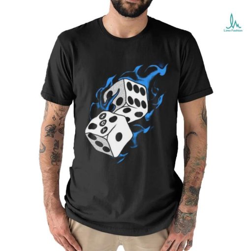 Icy Flaming Dice Graphic Tee Shirt