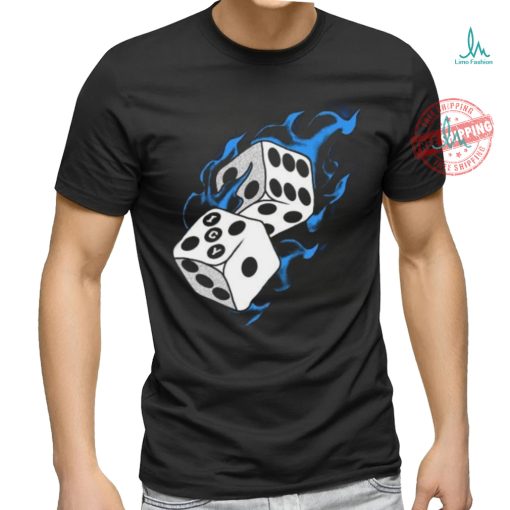 Icy Flaming Dice Graphic Tee Shirt