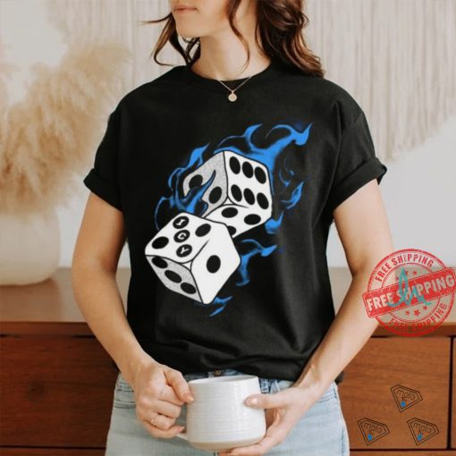 Icy Flaming Dice Graphic Tee Shirt